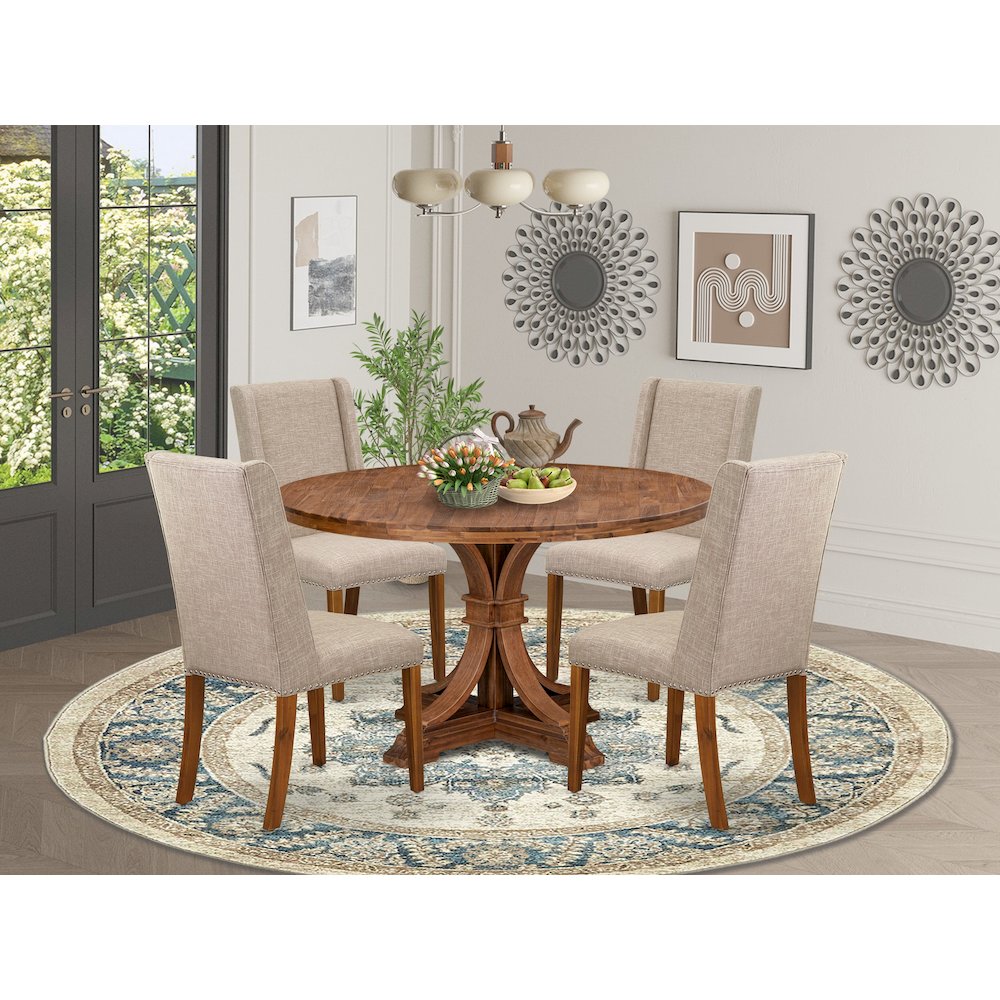 4 Light Tan Fabric Dinner Chairs