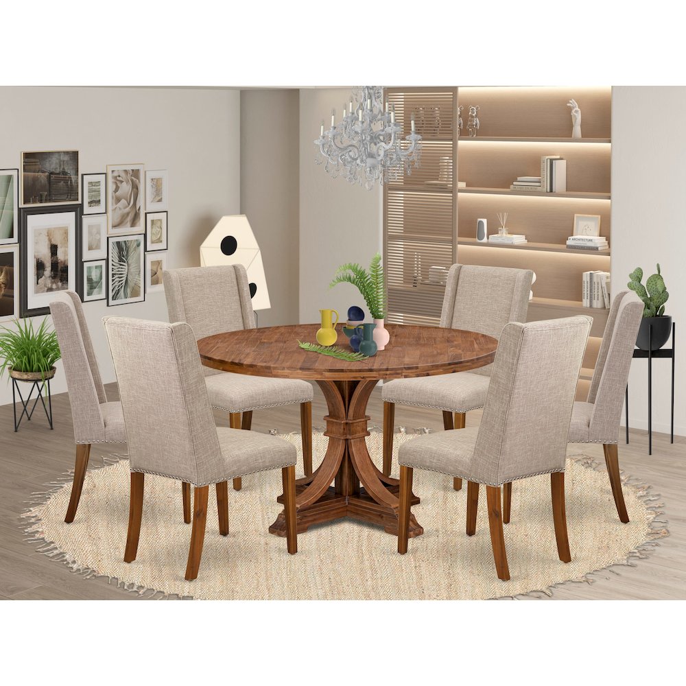 6 Light Tan Fabric Parsons Chair