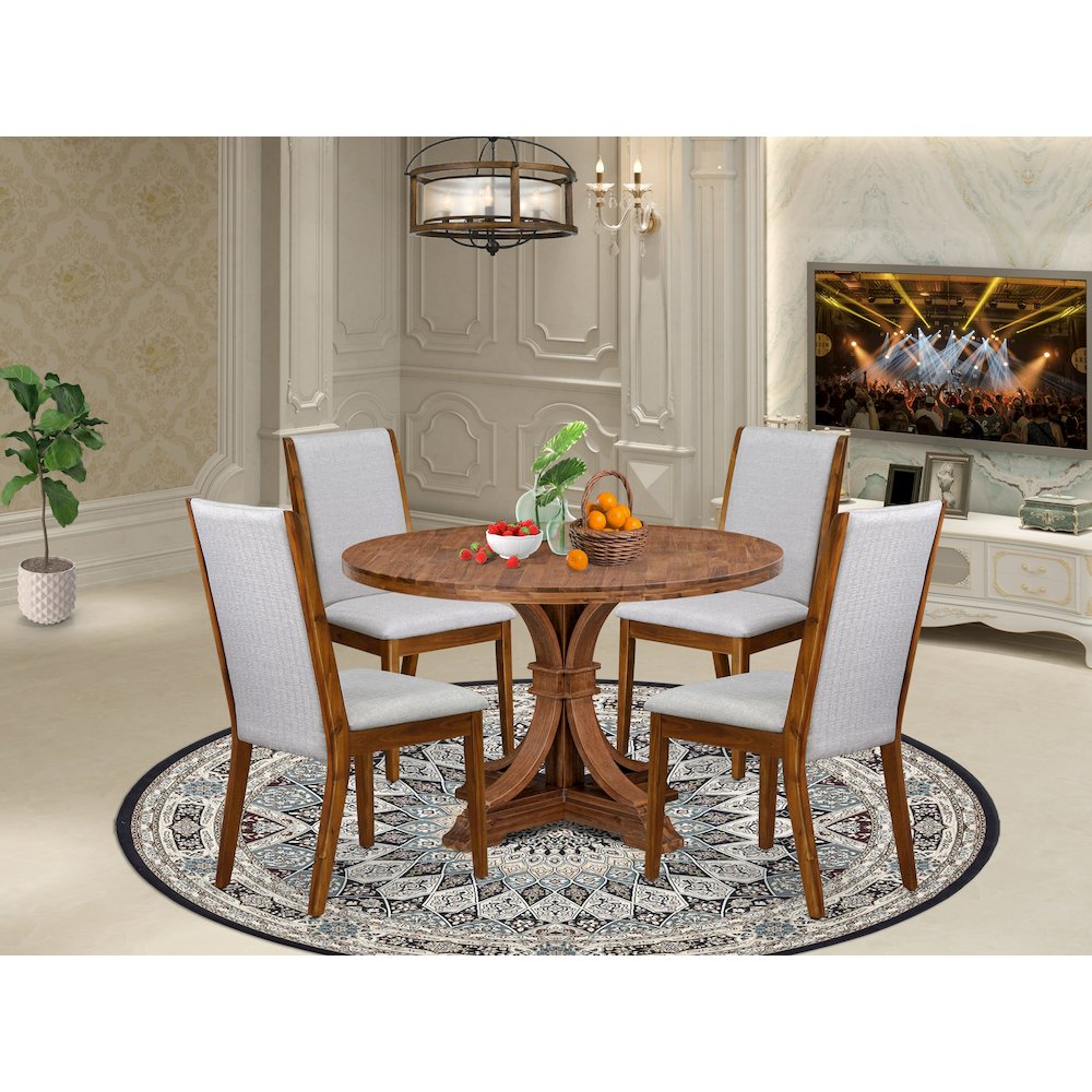 4 Grey Linen Fabric Modern Chairs