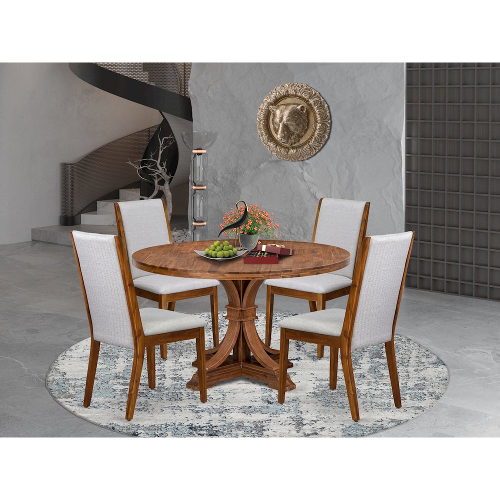 4 Grey Linen Fabric Dining Chairs
