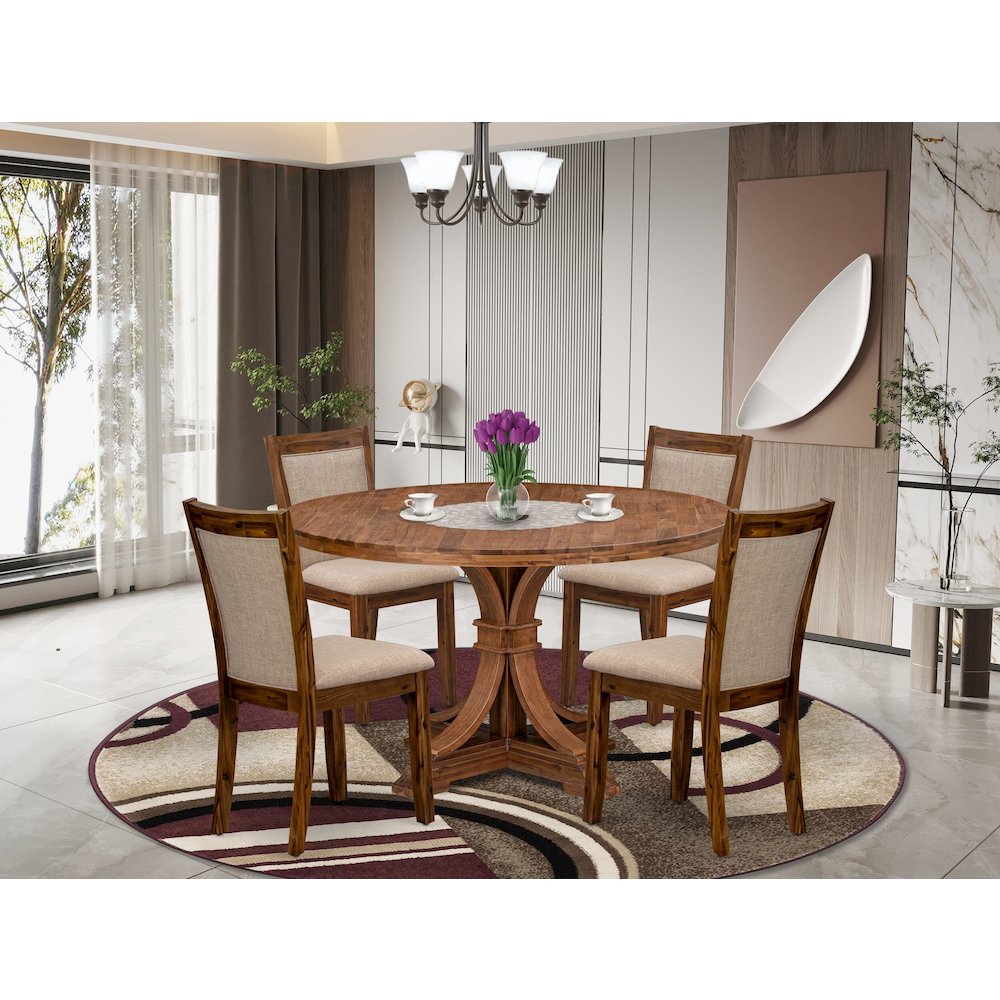 4 Light Tan Fabric Padded Chairs