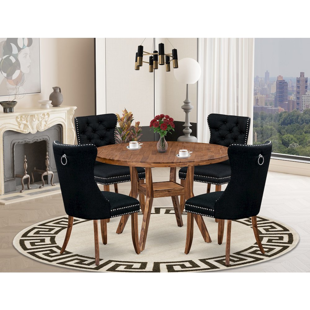 5-Piece Dining Table Set In Black Color