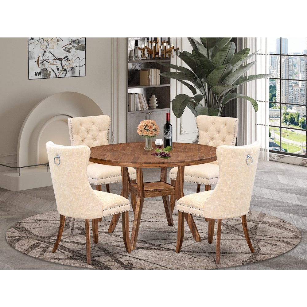 5-Piece Dining Set In Light Beige Color