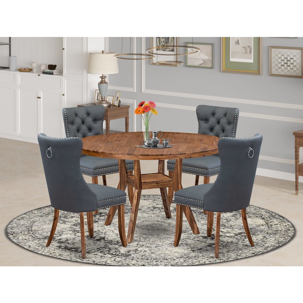 5-Piece Dining Room A Kitchen Table And 4 Platinum Gray Dining Chairs