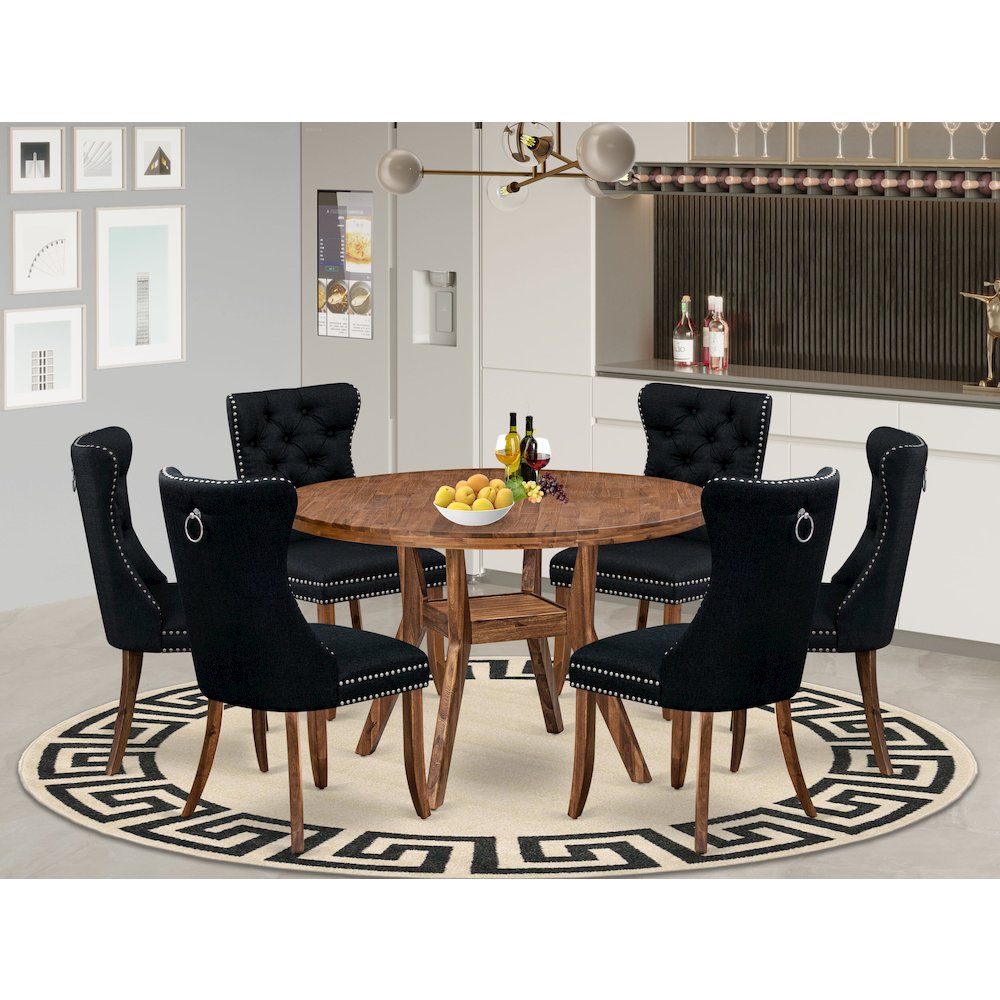 7-Piece Modern Dining Room Set In Black Color