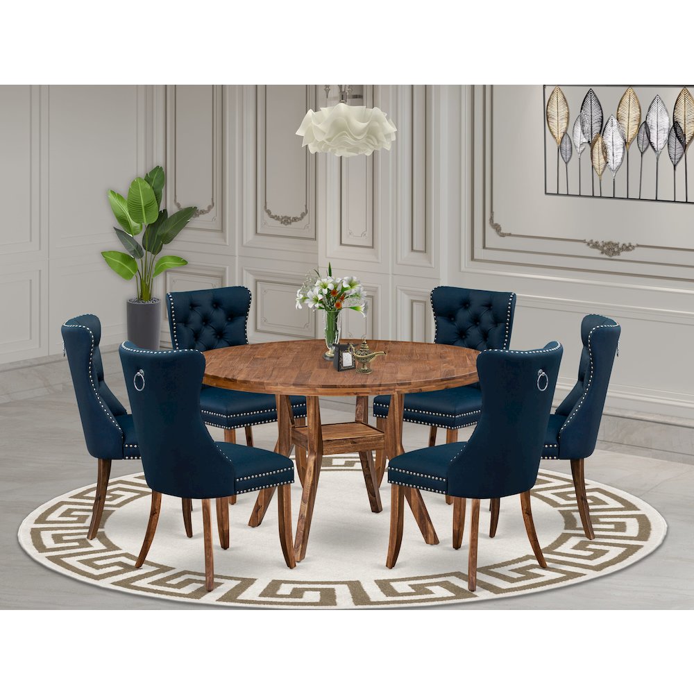 7-Piece Kitchen Table Set In Navy Blue Color