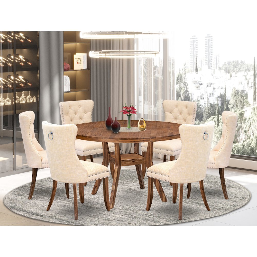 7-Piece Kitchen Table Set In Light Beige Color