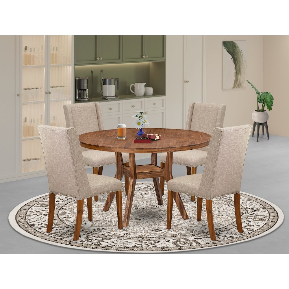 4 Light Tan Fabric Dining Chairs