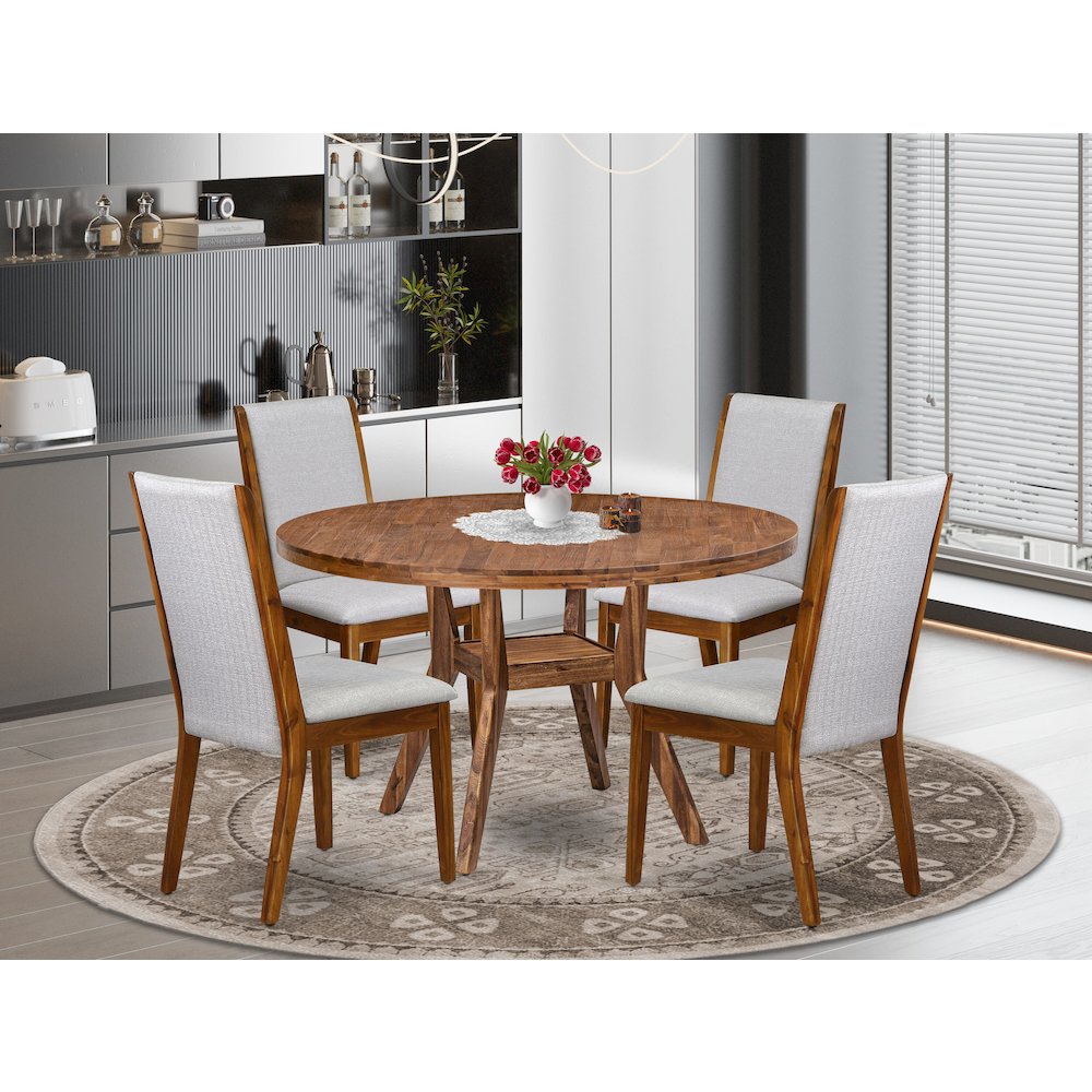 4 Grey Linen Fabric Parson Chairs