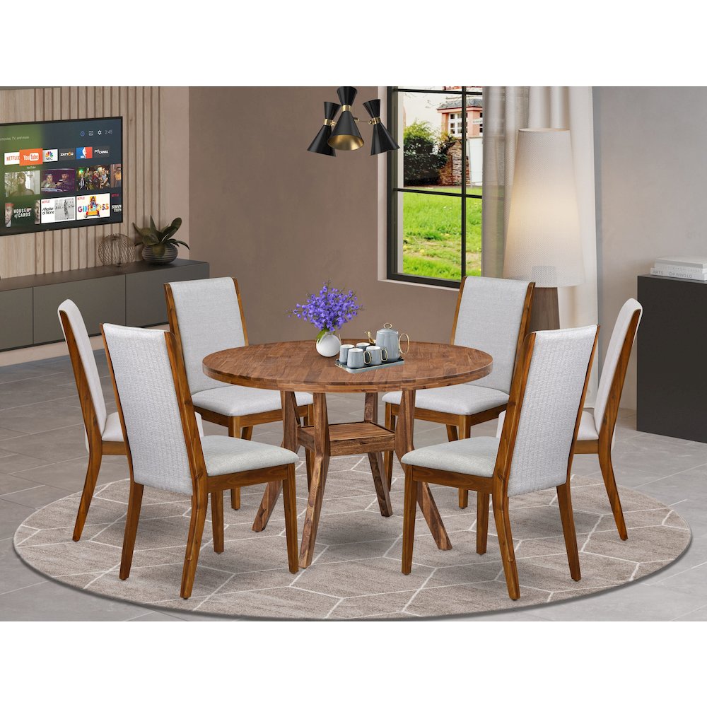 6 Grey Fabric Dinner Chairs