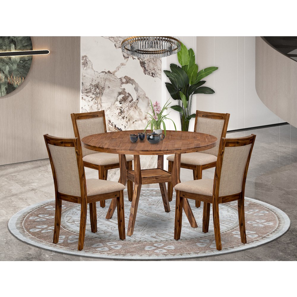 4 Light Tan Linen Fabric Kitchen Chairs