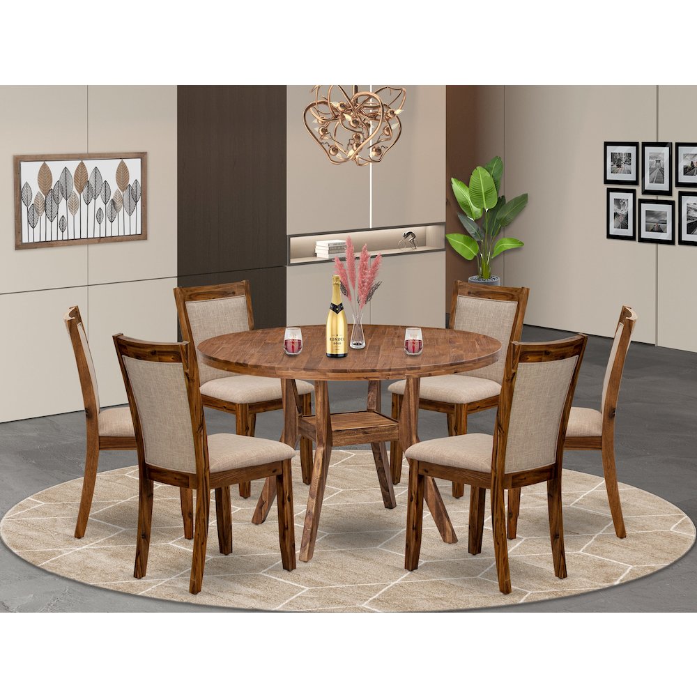 6 Light Tan Fabric Padded Chairs