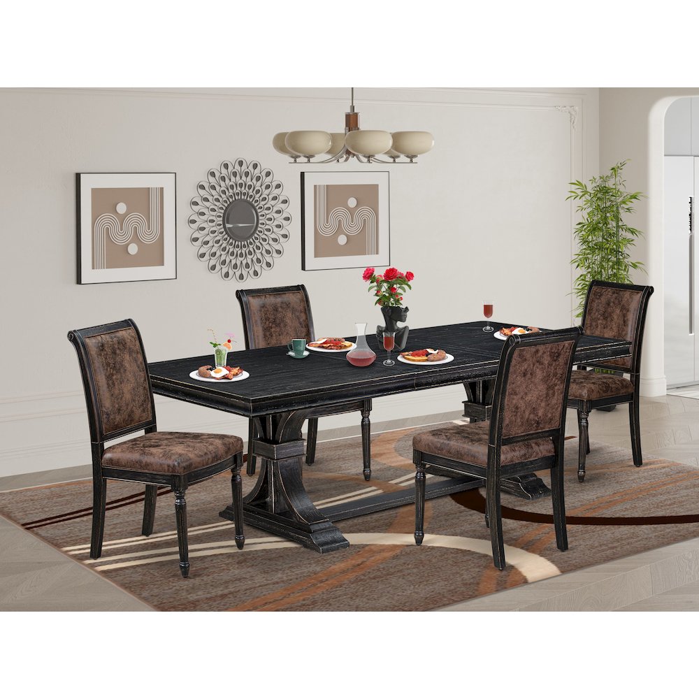 5 piece Kitchen Table Set consists of a Modern Dining Table and 4 Dining Chairs