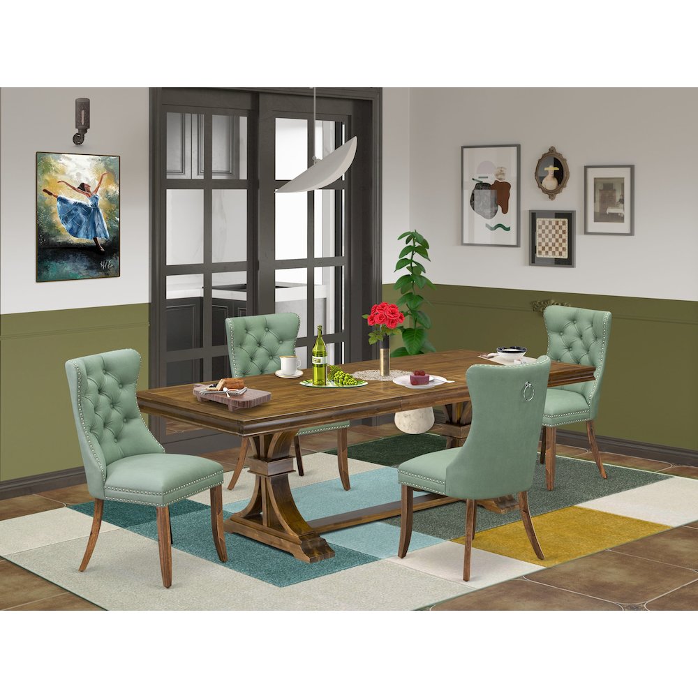 5 piece Dining Table Set includes a Kitchen Table and 4 PU Leather Dinner Chairs