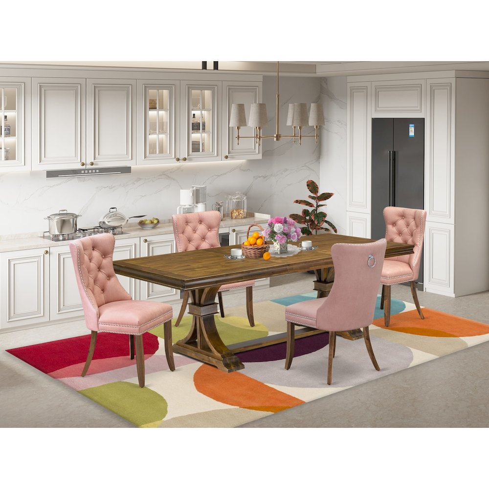 5 piece Dining Table Set of a Modern Dining Table and 4 Kitchen Chairs