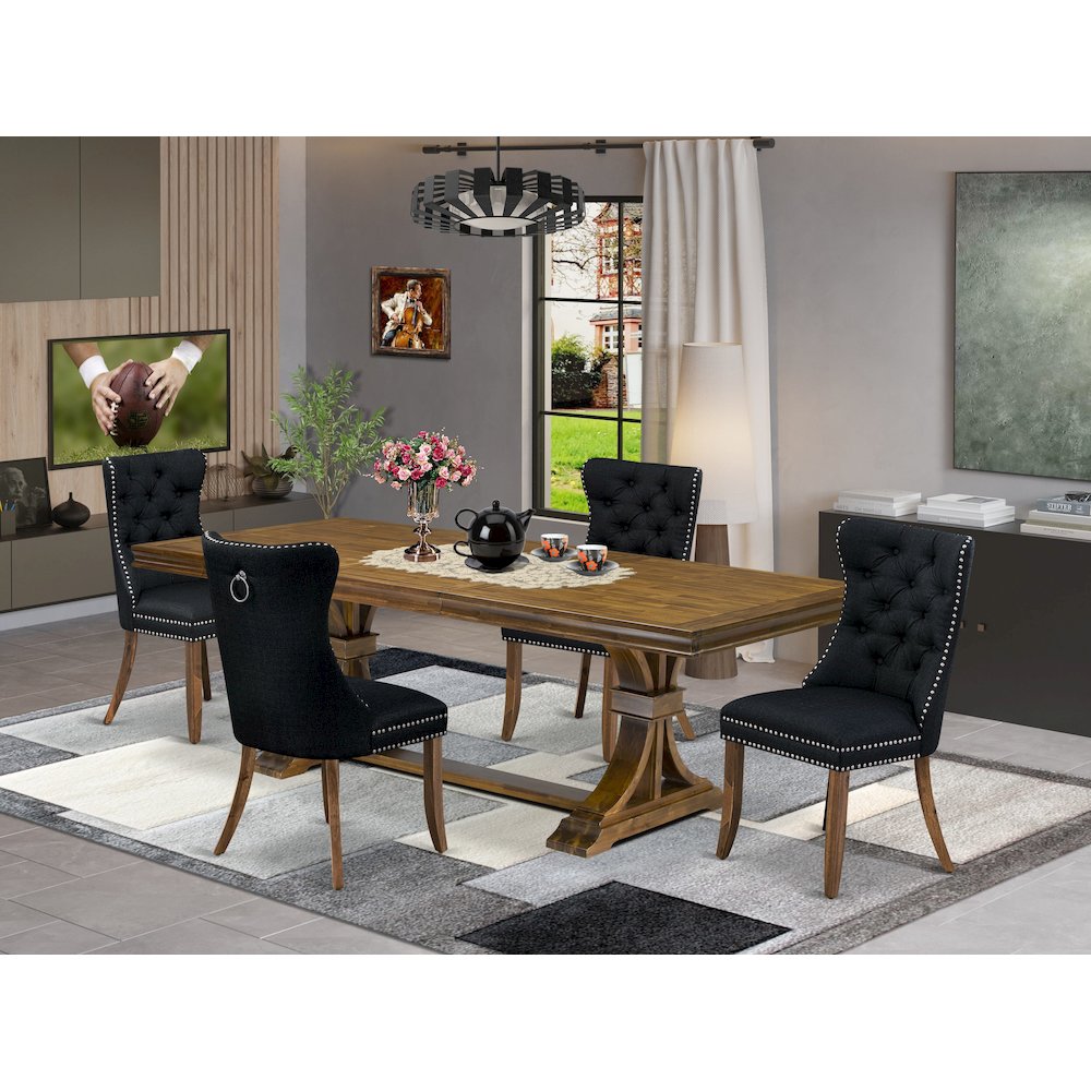 5 Pieces Modern Dining Set a Rectangle Kitchen Table and 4 Dining Chairs
