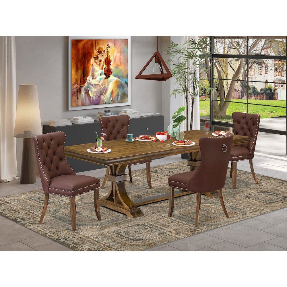 5 piece Kitchen Table Set of a Dining Table and 4 Faux Leather Kitchen Chairs