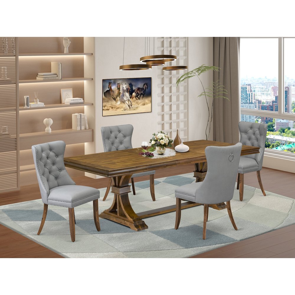 5 Pieces Modern Dining Set a Rectangle Kitchen Table and 4 Dining Chairs