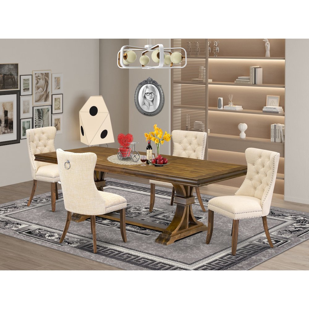 5 Pieces Modern Dining Set a Rectangle Kitchen Table and 4 Dining Chairs