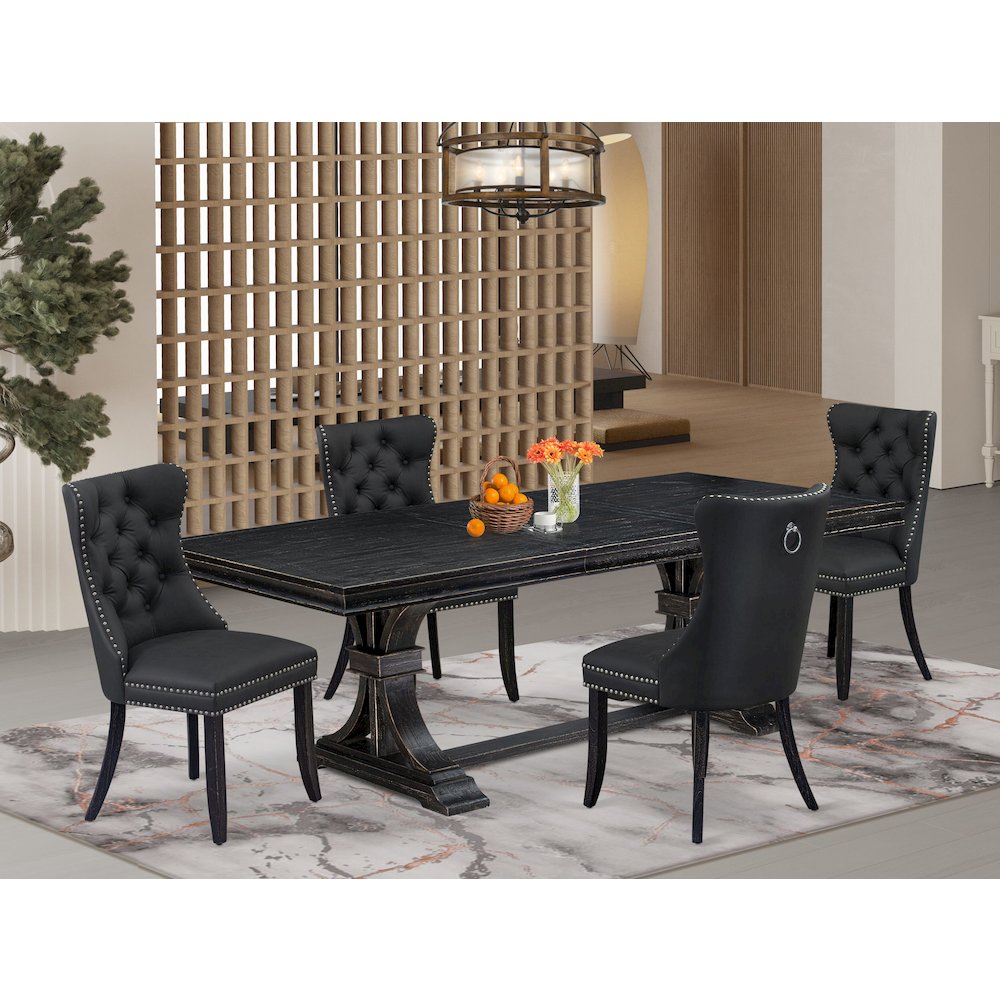 5 Pieces Modern Dining Set a Rectangle Kitchen Table and 4 Dining Chairs