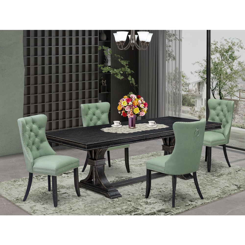 5 Pieces Modern Dining Set a Rectangle Kitchen Table and 4 Dining Chairs