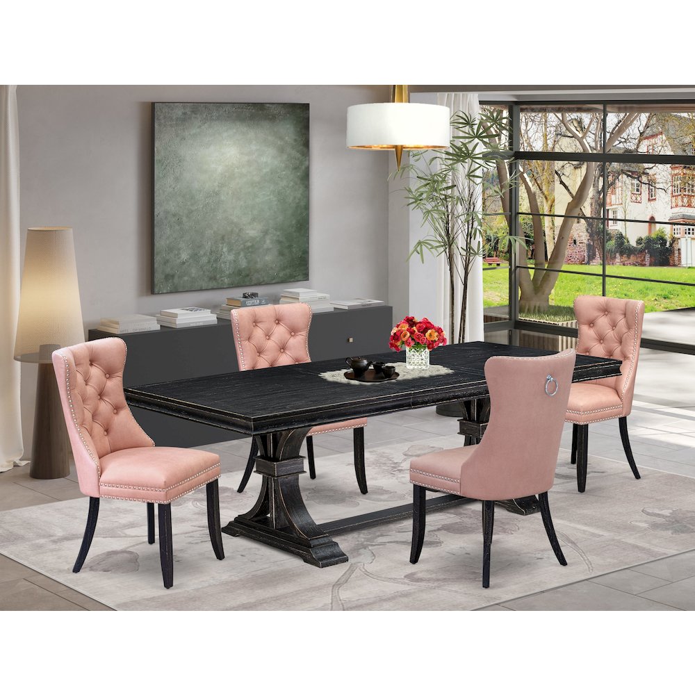 5 Pieces Modern Dining Set a Rectangle Kitchen Table and 4 Dining Chairs
