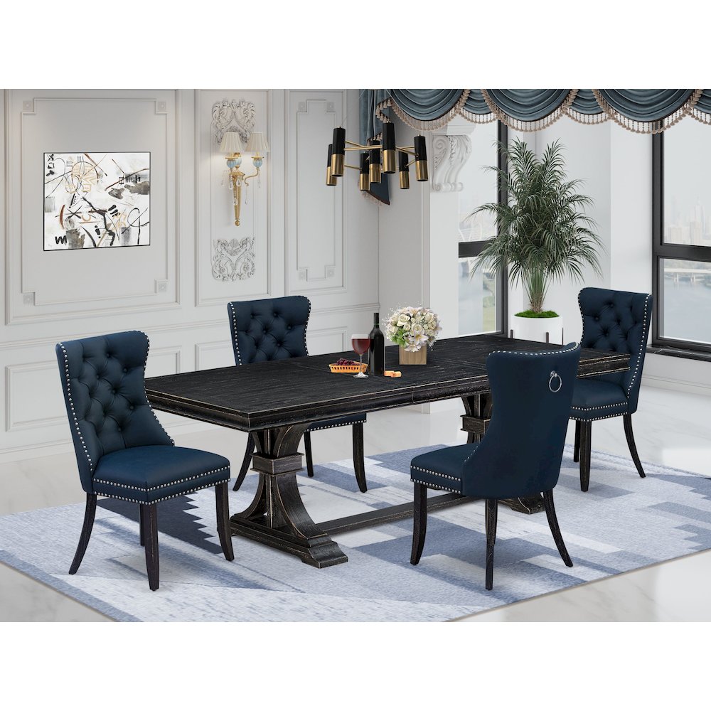 5 piece dining table set a dinner table and 4 Faux Leather dining Chairs
