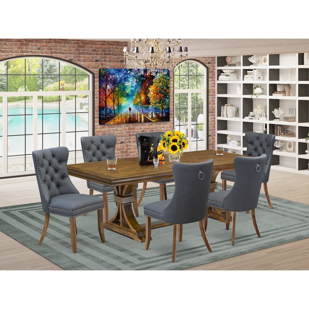 7 piece Modern Dining Table Set includes a Kitchen Table and 6 Dining Chairs