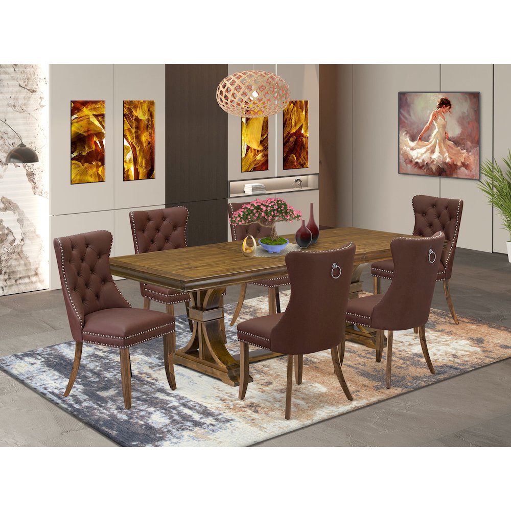 7 piece Modern Dining Table Set a Kitchen Table and 6 Faux Leather Dining Chairs