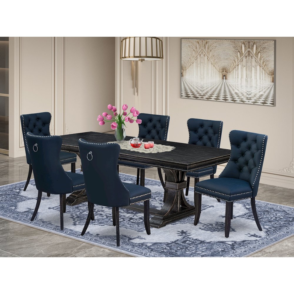 7 piece dining set a breakfast table and 6 Faux Leather kitchen Chairs