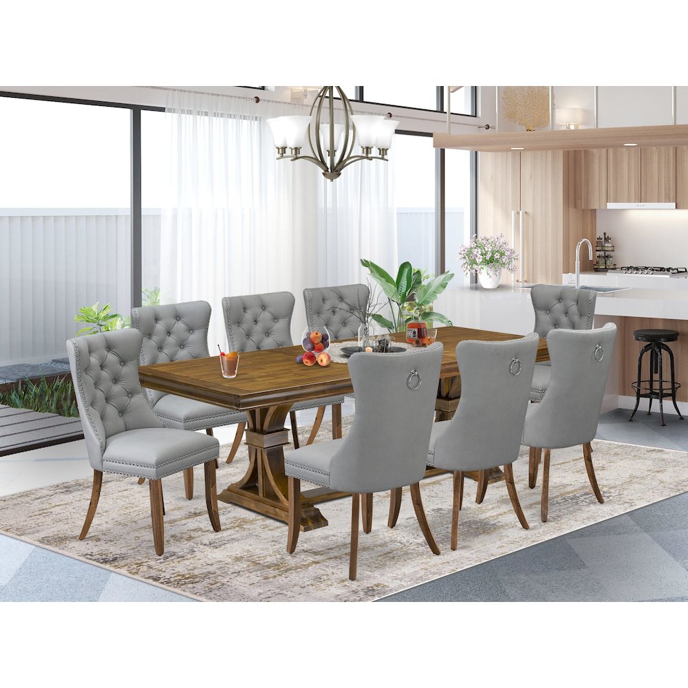 9 Pieces Dining Table Set a Rectangle Table and 8 Dining Chairs