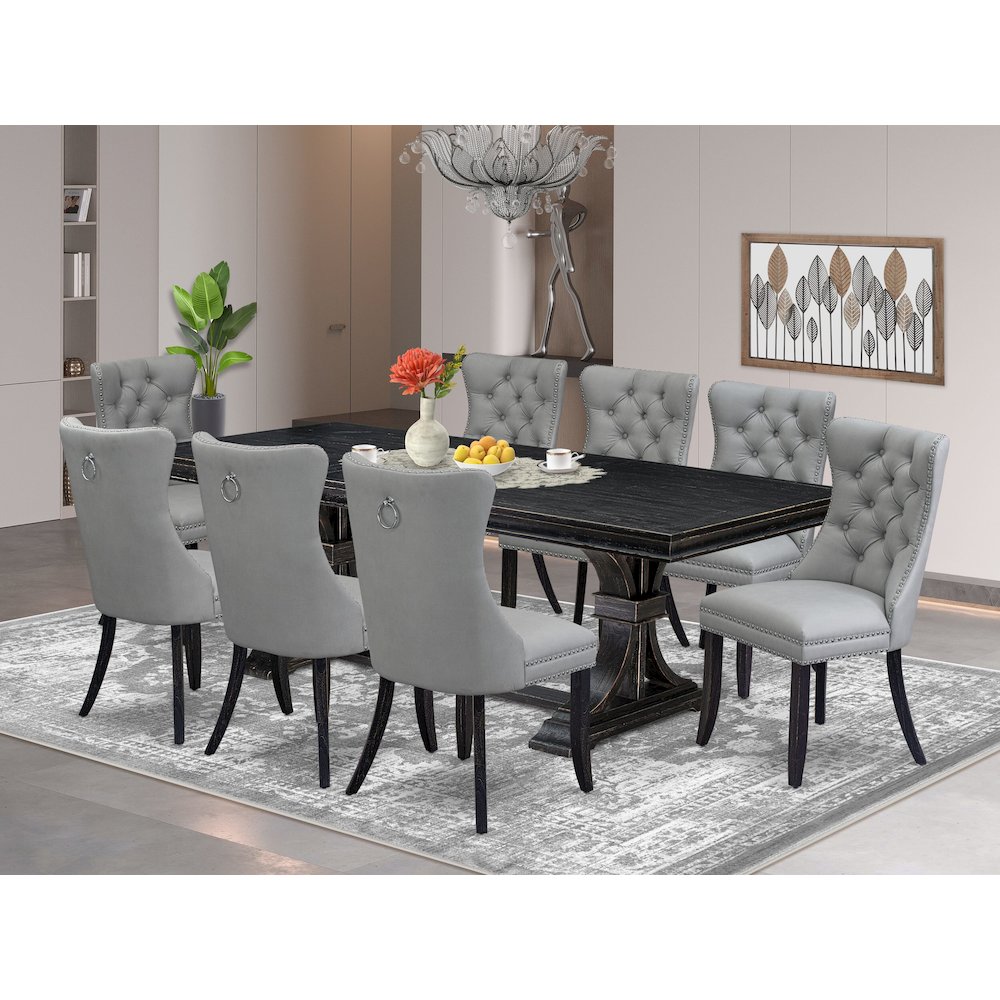 9 piece kitchen table set a dinner table and 8 Faux Leather dining Chairs