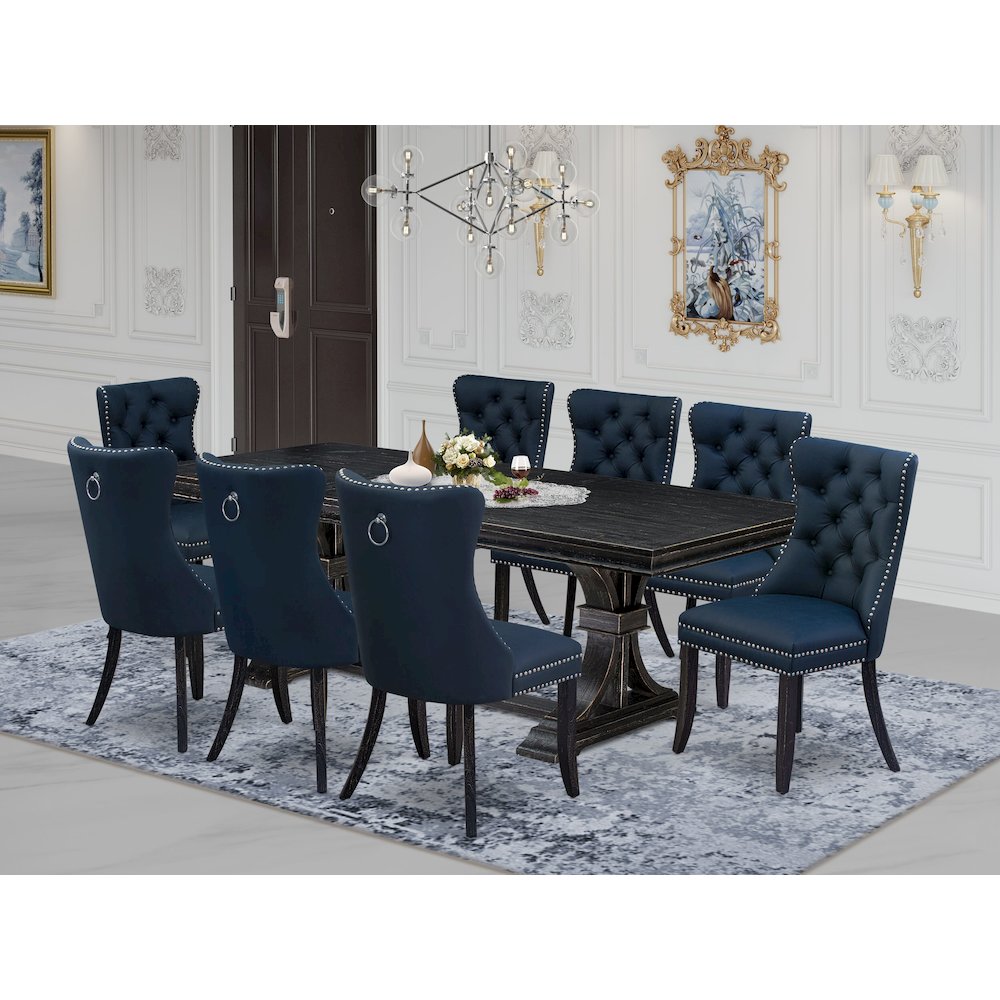 9 piece kitchen set includes a dining table and 8 Faux Leather dining Chairs