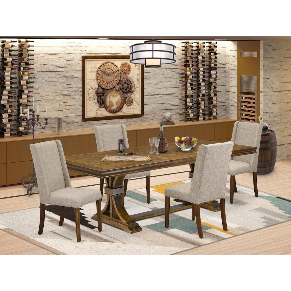 5 piece kitchen dining set a breakfast table and 4 Linen Fabric kitchen chairs