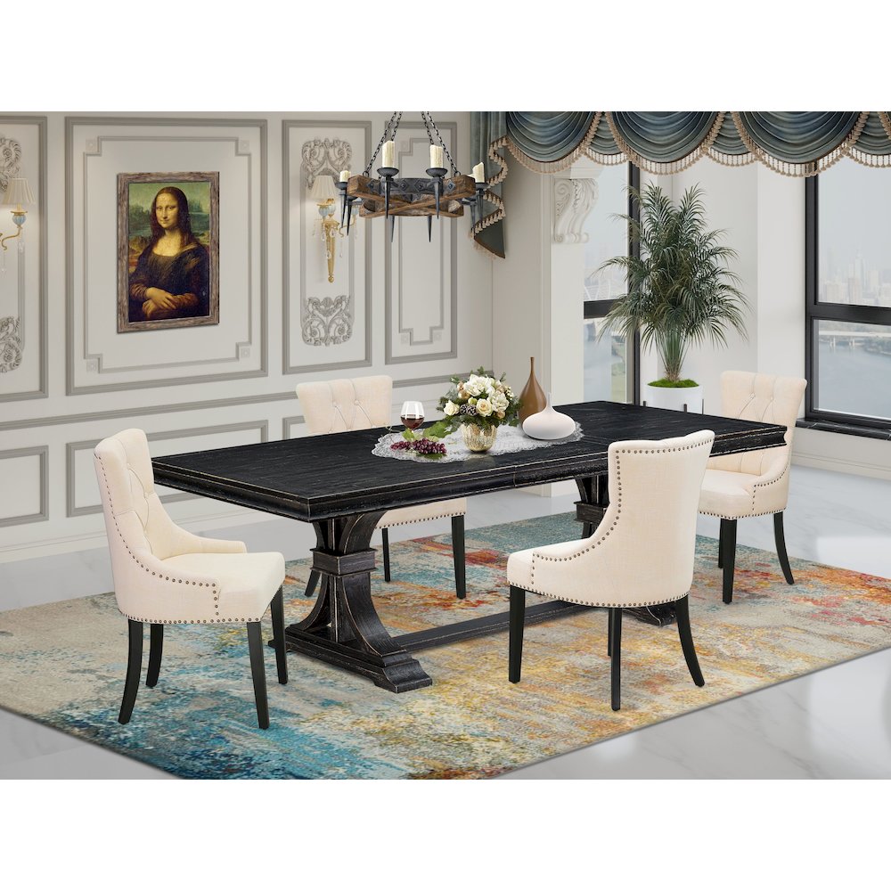 5 piece kitchen set a kitchen table and 4 parson chairs & black legs