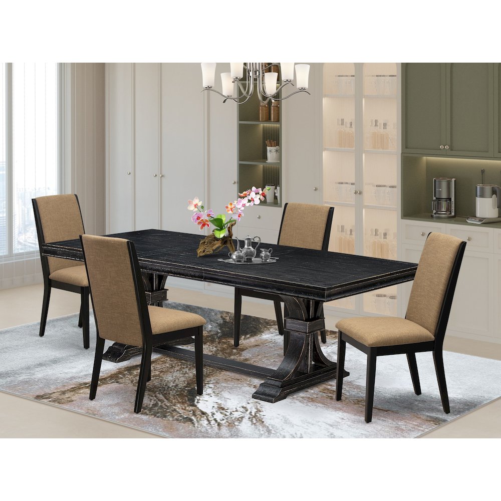 5 piece kitchen set in a dining table & 4 dining chairs & black legs
