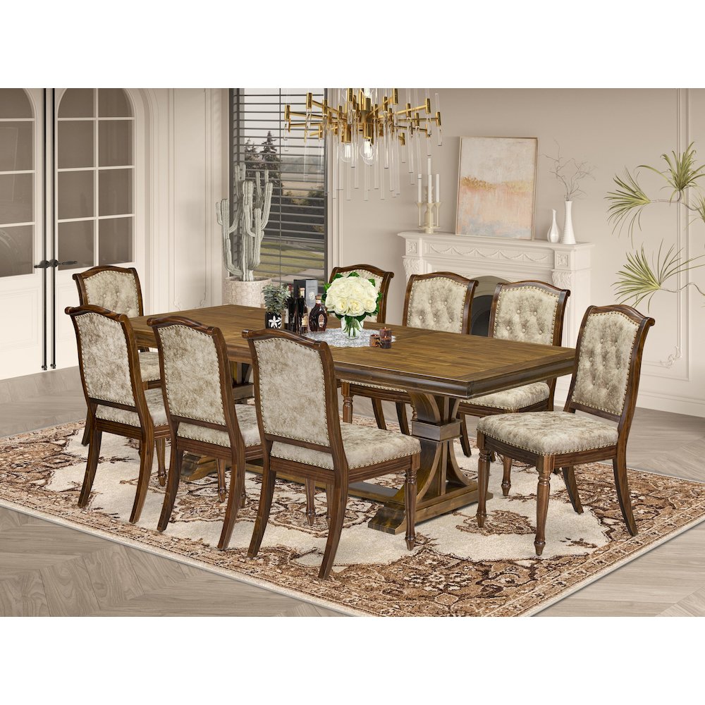 9 Pieces Kitchen table set a Rectangular Dining Table and 8 Dining Chairs