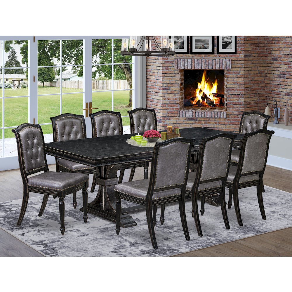 9 piece Dining Table Set of a Dining Table and 8 Modern Dining Chairs
