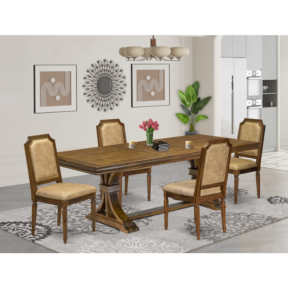 5 piece Kitchen Table Set a Modern Dining Table and 4 Dark Grey Dinner Chairs