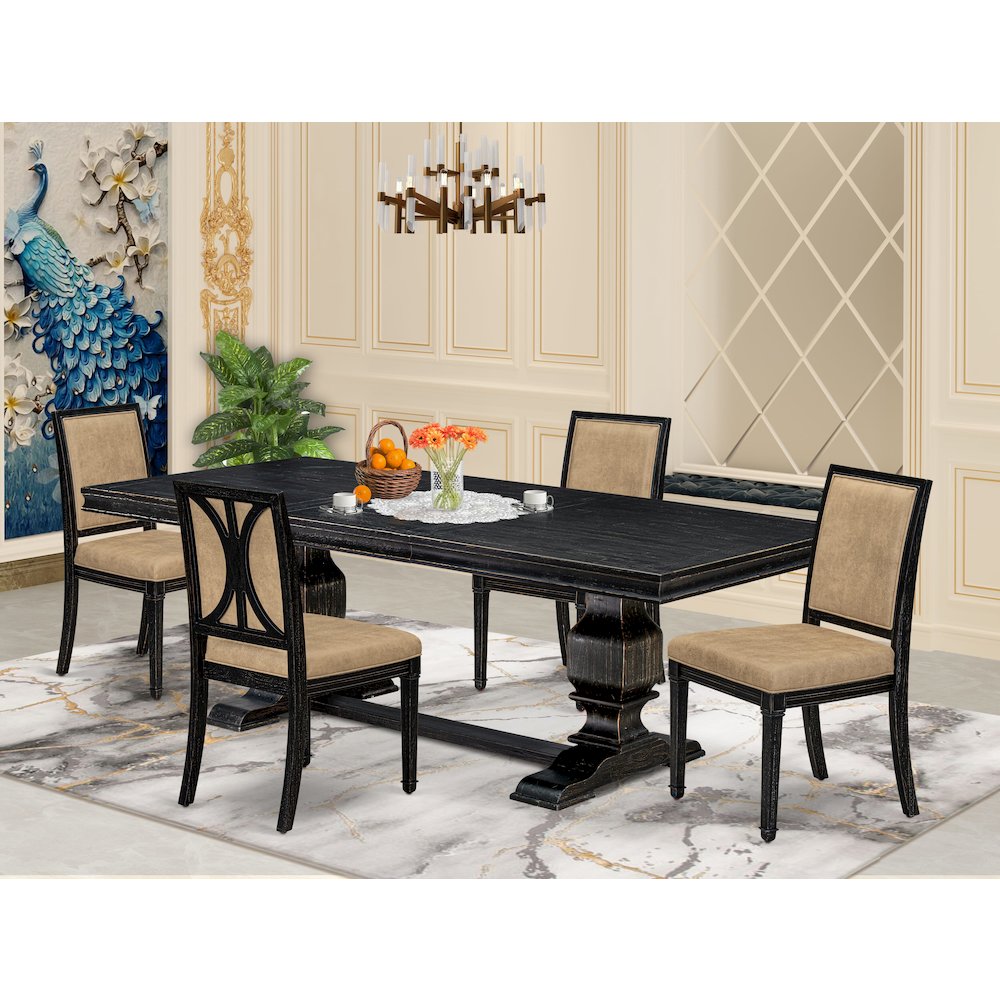 5 piece Dining Table Set includes a Dining Table and 4 Dark Grey Kitchen Chairs