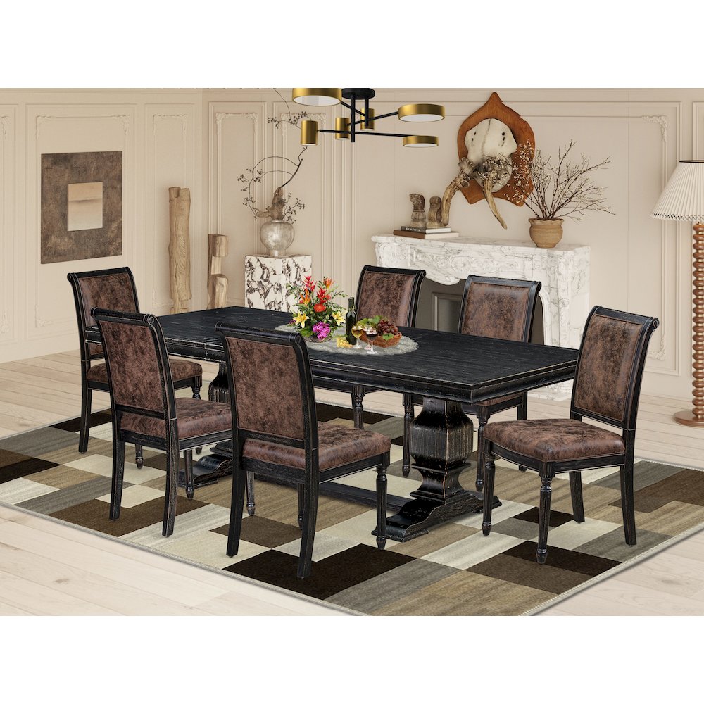 7 piece Kitchen Table Set consists of a Dining Table and 6 Dining Chairs