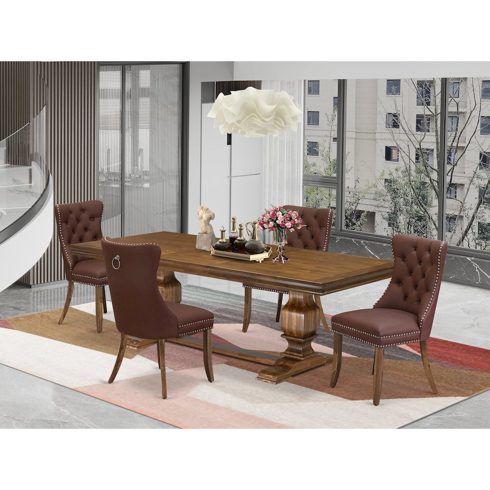5 piece Dining Table Set a Modern Dining Table and 4 Faux Leather Kitchen Chairs