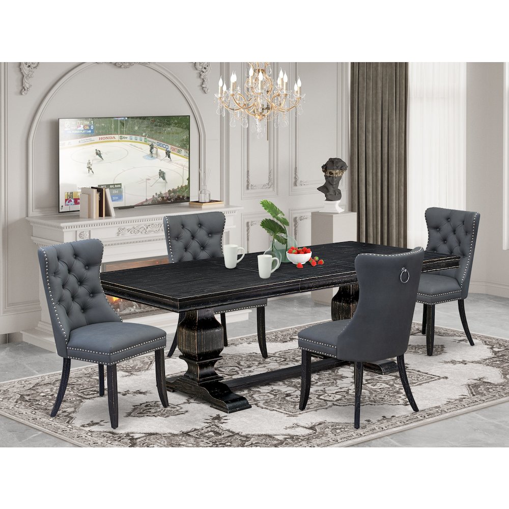 5 Pieces Modern Dining Set a Rectangle Kitchen Table and 4 Dining Chairs