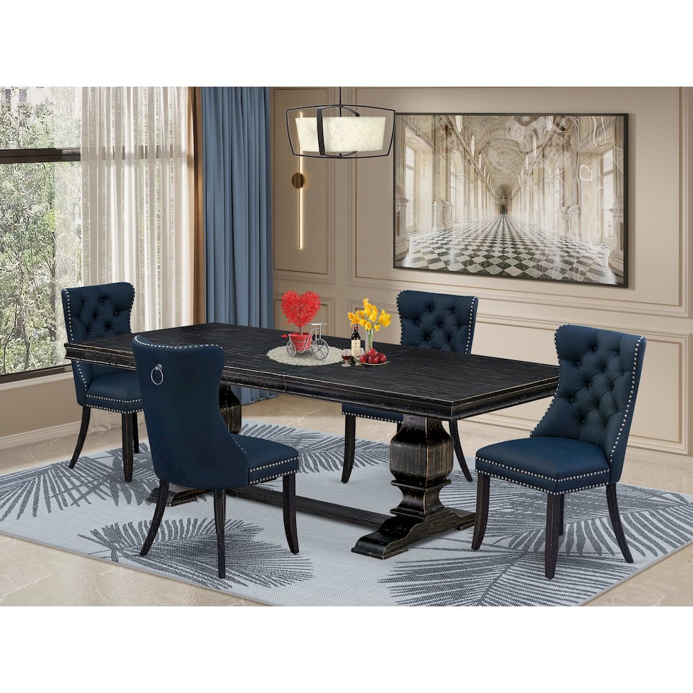 5 piece dining set includes a dinner table and 4 Faux Leather kitchen Chairs