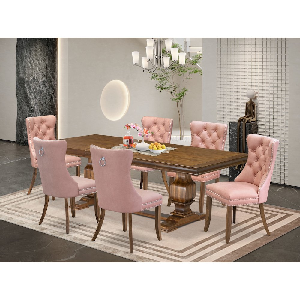 7 piece Dining Table Set of a Kitchen Table and 6 Modern Dining Chairs