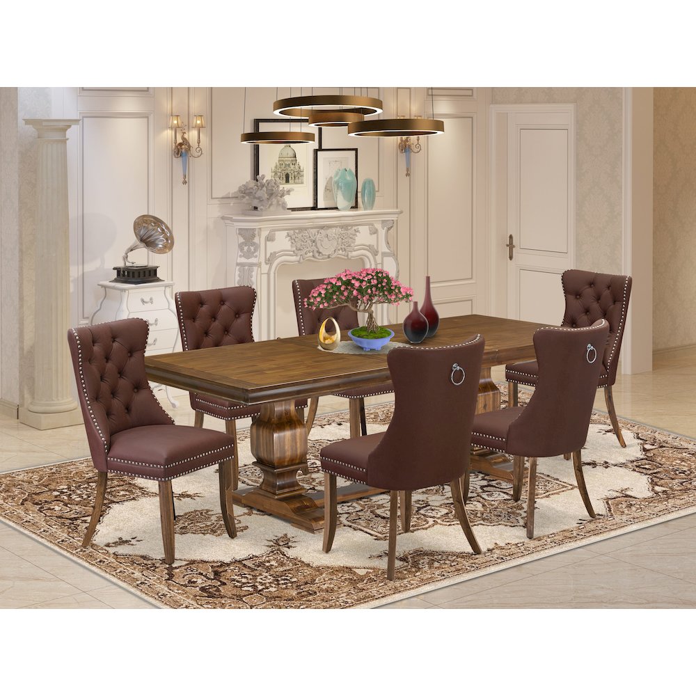 7 piece Modern Dining Table Set of a Kitchen Table and 6 Dinner Chairs