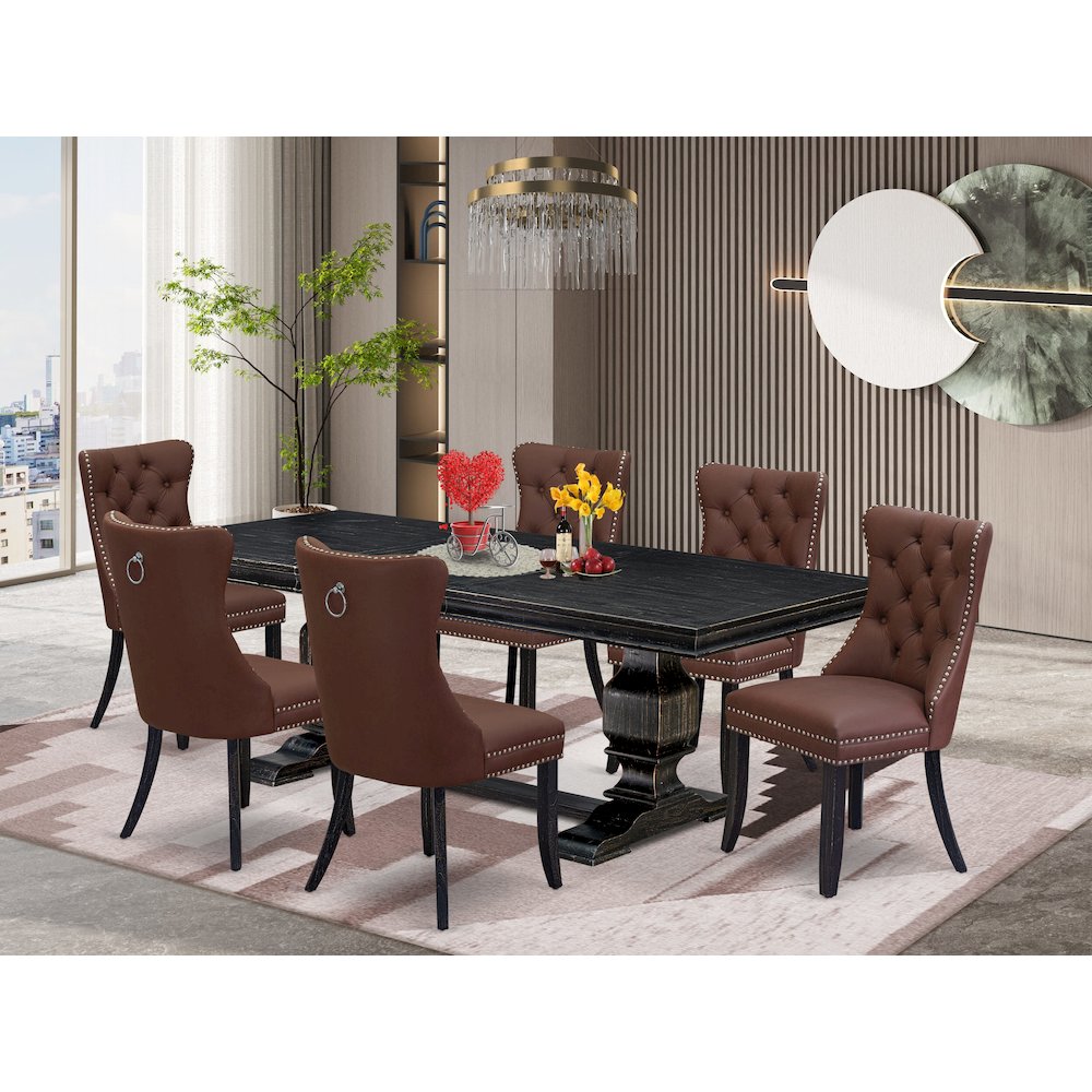7 piece dining room set a dining table and 6 Faux Leather dining room Chairs