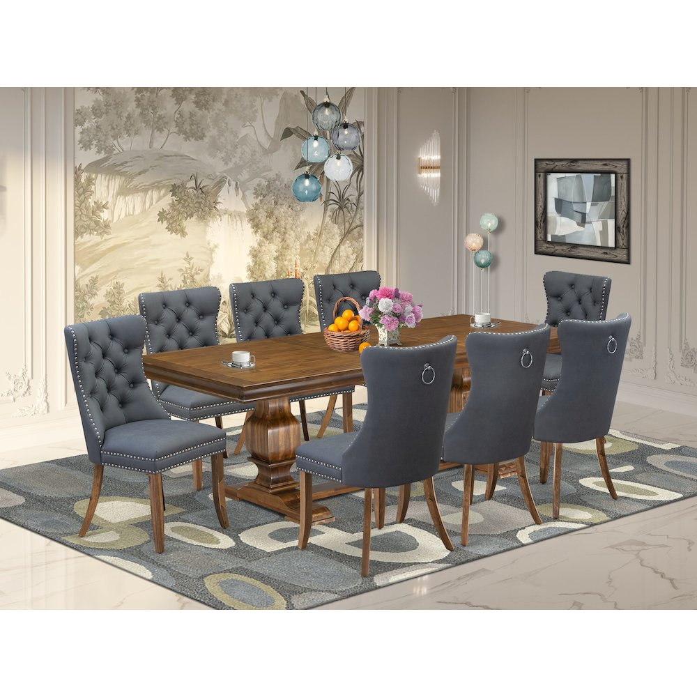 9 piece Modern Dining Table Set includes a Kitchen Table and 8 Dinner Chairs