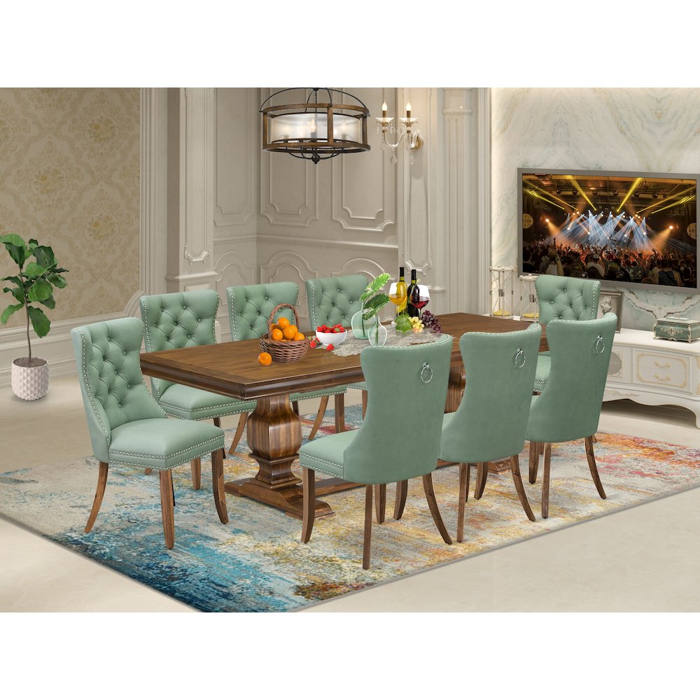 9 piece Dining Room Set includes a Kitchen Table and 8 Modern Dining Chairs