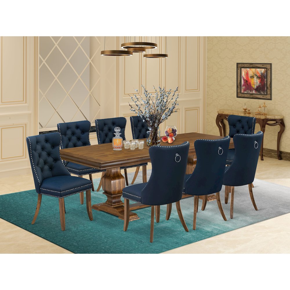 9 Pieces Dining Table Set a Rectangle Table and 8 Dining Chairs